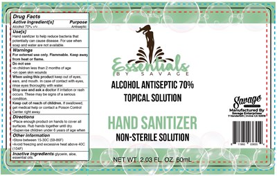 60 ml Hand Sani - Savage Hand Sanitizer label